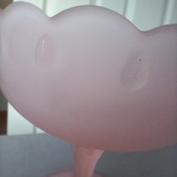 Vintage Indiana Glass Pink Frosted Pedestal Compote Bowl 7.5" MCM 50s barbiecore - Picture 9 of 9